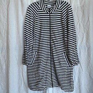 CAbi Byline Black and White Striped Jacket